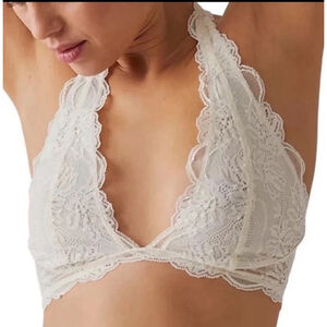 Free People Women’s Intimately FP Last Dance Lace Halter Bralette Size M Ivory